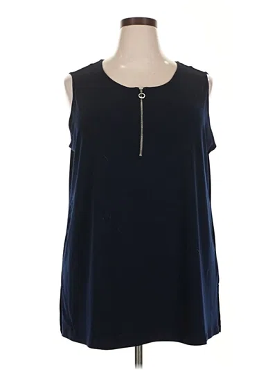 Pre-owned Susan Graver Sleeveless Top Blue Keyhole Neckline Tops