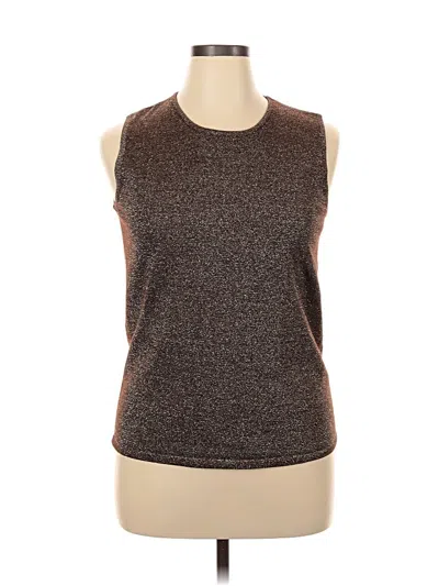 Pre-owned Susan Graver Sleeveless Top Brown Crew Neck Tops