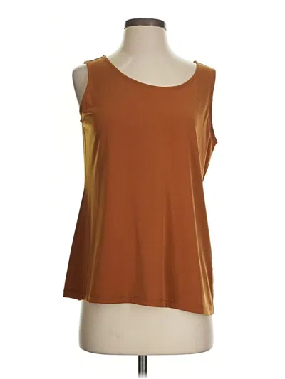 Pre-owned Susan Graver Sleeveless Top Brown Scoop Neck Tops