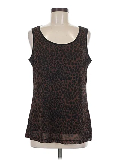 Pre-owned Susan Graver Sleeveless Top Brown Scoop Neck Tops