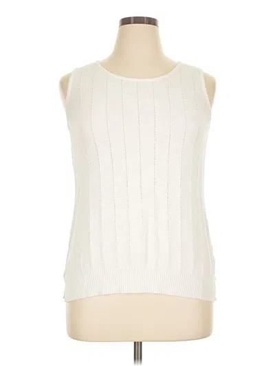 Pre-owned Susan Graver Sleeveless Top Ivory Boatneck Tops