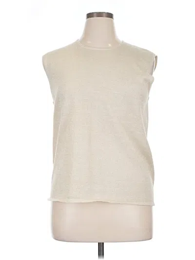 Pre-owned Susan Graver Sleeveless Top Ivory High Neck Tops