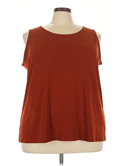Pre-owned Susan Graver Sleeveless Top Orange Scoop Neck Tops