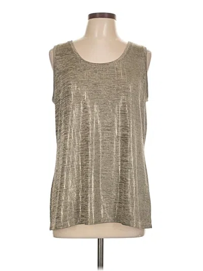 Pre-owned Susan Graver Sleeveless Top Silver Metallic Pattern Scoop Neck Tops