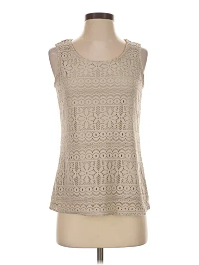 Pre-owned Susan Graver Sleeveless Top Tan Scoop Neck Tops