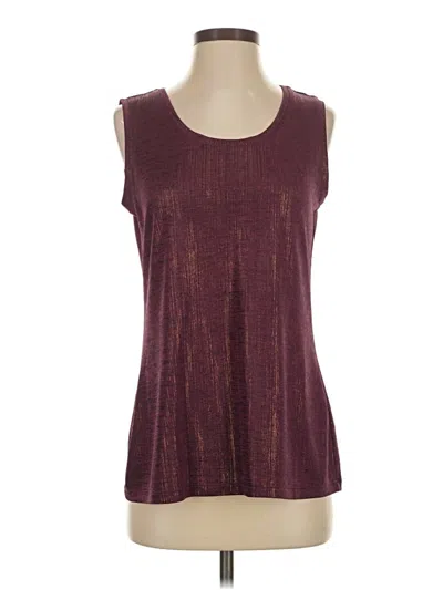 Pre-owned Susan Graver Sleeveless T-shirt In Burgundy