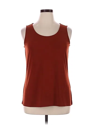 Pre-owned Susan Graver Sleeveless T-shirt In Burgundy