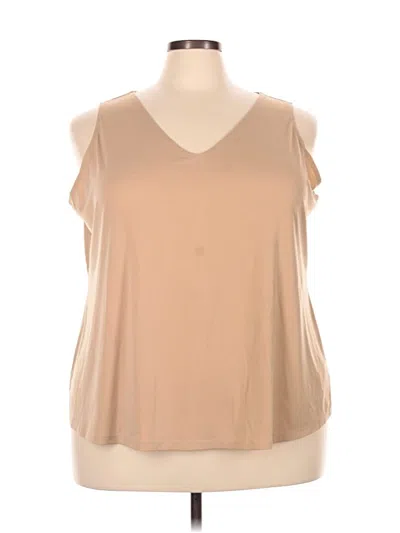 Pre-owned Susan Graver Sleeveless T-shirt In Tan