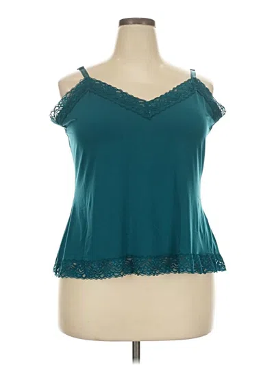 Pre-owned Susan Graver Tank Top Teal Cold Shoulder Neckline Tops