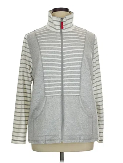 Pre-owned Susan Graver Track Jacket In Gray