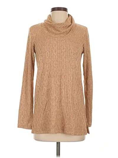 Pre-owned Susan Graver Turtleneck Sweater In Tan