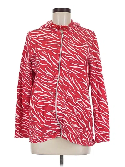 Pre-owned Susan Graver Zip Up Hoodie In Red