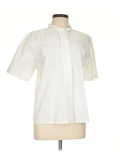 Pre-owned Susan Hutton Short Sleeve Blouse In White