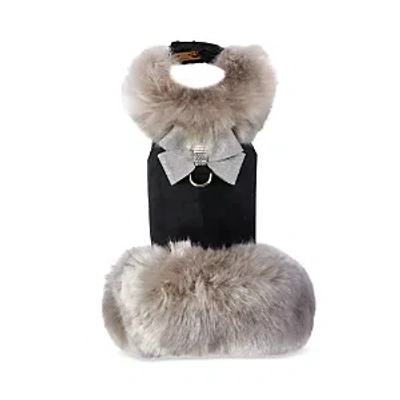Susan Lanci Designs Nouveau Bow Silver Fox Coat In Black