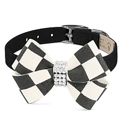 Susan Lanci Designs Windsor Check Nouveau Bow 1/2 Collar In Black