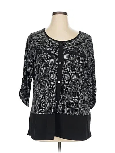 Pre-owned Susan Lawrence 3/4 Sleeve Blouse In Black