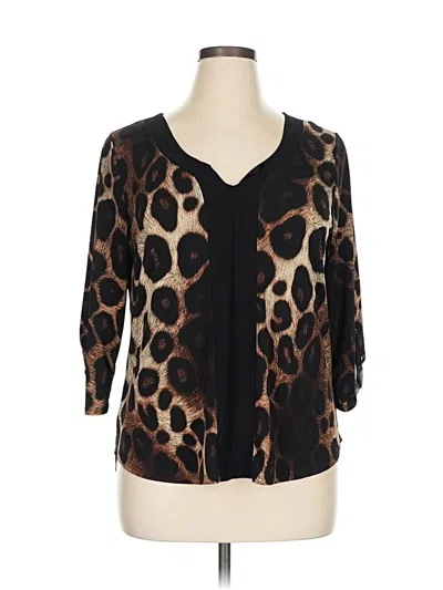 Pre-owned Susan Lawrence 3/4 Sleeve Blouse In Brown