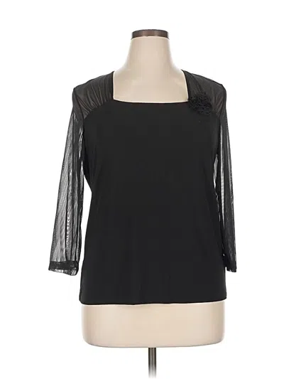 Pre-owned Susan Lawrence 3/4 Sleeve Top Black Square Neckline Tops