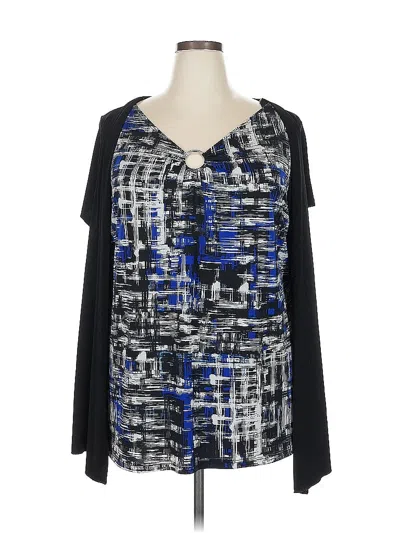 Pre-owned Susan Lawrence Long Sleeve Blouse In Blue