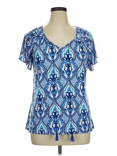 Pre-owned Susan Lawrence Short Sleeve Blouse In Blue