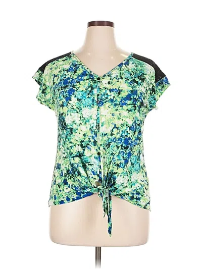 Pre-owned Susan Lawrence Short Sleeve Blouse In Green