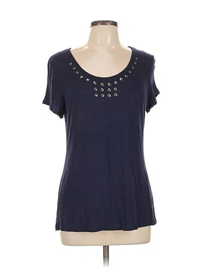 Pre-owned Susan Lawrence Short Sleeve Top Blue Scoop Neck Tops