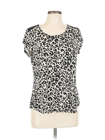 Pre-owned Susan Lawrence Short Sleeve Top Ivory Scoop Neck Tops In White