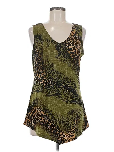 Pre-owned Susan Lawrence Tank Top Green Plunge Neckline Tops