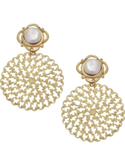 Susan Shaw Pearl Filigree Clip Earrings In Gold