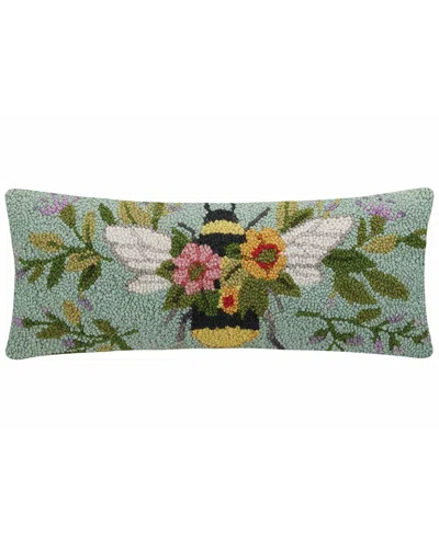 Susan Winget Floral Bee With Hive Hook Pillow In Green