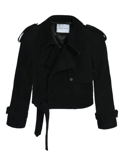 Susana Chow Natasha Belted Suede Jacket In Black