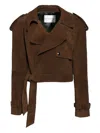 Susana Chow Natasha Belted Suede Jacket In Brown