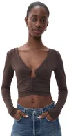 Susana Monaco Angle Wire Gathered Top Java In Brown