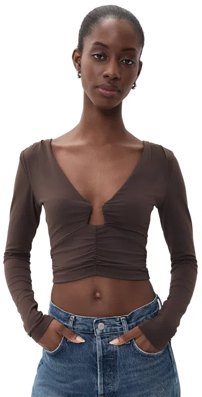Susana Monaco Angle Wire Gathered Top Java In Brown