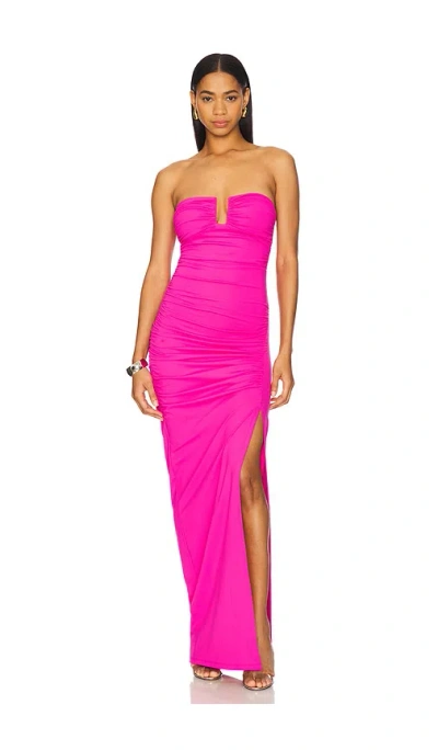 Susana Monaco Angle Wire Strapless Gathered Dress In 艳粉色