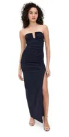 Susana Monaco Angle Wire Strapless Gathered Dress 42 Midnight In Midnight