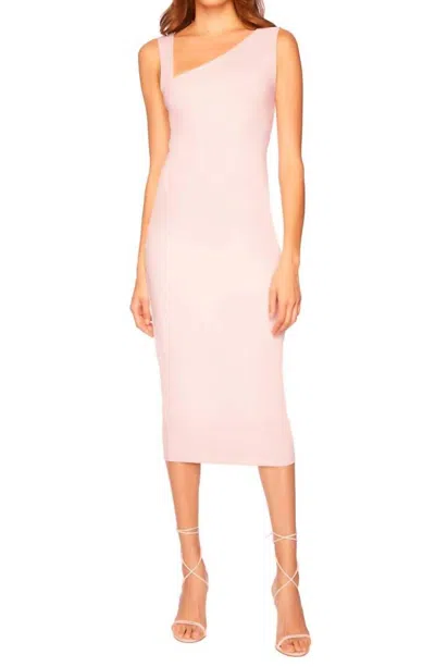 Susana Monaco Angled Strap Top Midi Dress In Nude In Pink