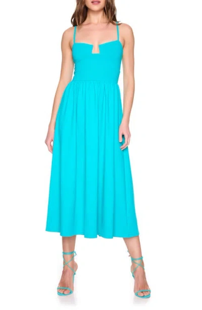 Susana Monaco Angled Wire Gathered Sleeveless Midi Dress