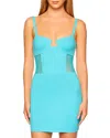 Susana Monaco Angled Wire Mesh Mini Bodycon Dress In Tahitian In Blue