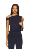 Susana Monaco Asymmetric Gathered Top In 미드나이트