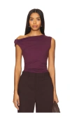 Susana Monaco Asymmetric Gathered Top In Malbec
