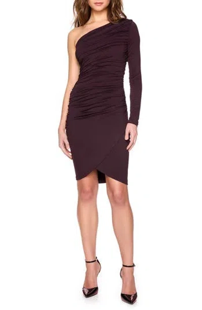 Susana Monaco Asymmetric Ruched Dress In Chianti