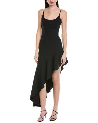 Susana Monaco Asymmetrical Ruffled String Midi Dress In Black