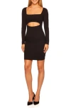 Susana Monaco Back Cutout Long Sleeve Minidress In Black