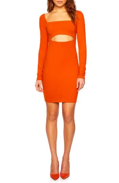 Susana Monaco Back Cutout Long Sleeve Minidress In Pumpkin