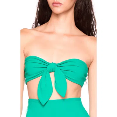 Susana Monaco Bandeau Bikini Top With Removable Bow In Green