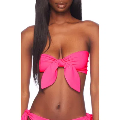 Susana Monaco Bandeau Bikini Top With Removable Bow In Shocking