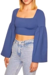 Susana Monaco Bell Sleeve Square Neck Crop Top In Night Sky