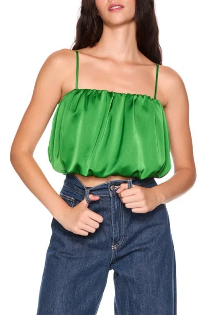 Susana Monaco Bubble Crop Satin Camisole In Green
