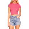 Susana Monaco Crewneck Short Sleeve Top In Azalea